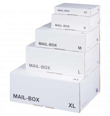 Versandkarton MAIL-BOX 00069072 weiß, innen 24,4x3,8x14,5cm (BxHxT), Karton