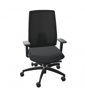 Bürodrehstuhl Indeed mesh, schwarz / schwarz, mit Armlehnen, bis 150kg