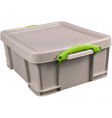 Aufbewahrungsbox Recycling 18RDG, 18 Liter mit Deckel, für CDs/DVDs, außen 480x390x200mm, Polypropylen, 100 % recycelt taubengra