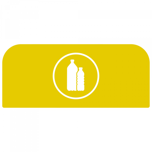5407009501340 - Hinweistafel für konfigurierbare Recyclingstation von Rubbermaid für 87 Liter Behältereinheit B 489 x H 203 x T 20 mm Kunststoff gelb