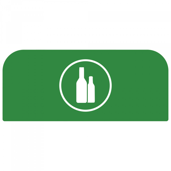 5407009501470 - Hinweistafel für konfigurierbare Recyclingstation von Rubbermaid für 57 Liter Behältereinheit B 367 x H 203 x T 20 mm Glas grün