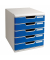 Schubladenbox Modulo 301003D llichtgrau/blau 5 Schubladen geschlossen