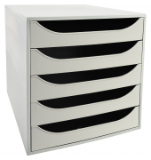 Schubladenbox Ecobox 229606D A4+ 5Schübe offen grgr