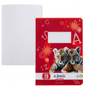 Schulheft 11322625 x.book, Lineatur 28 / kariert mit Rand innen/außen, A5, 80g, rot, 16 Blatt / 32 Seiten