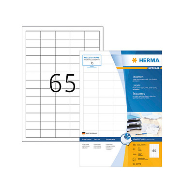 Etiketten Special 10778, wei&szlig;, 38,1x21,2mm, rechteckig