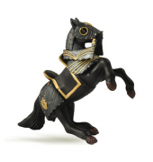 FantasyMittelalter 39276 schwarzes Pferd mit Rüstung Spielfigur