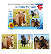 Liebe Pferde Puzzle 3x 49 Teile