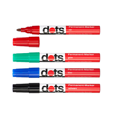 Permanentmarker Office line, E-713004 DO, Pack, 4-farbig sortiert, 1,5-3mm Rundspitze