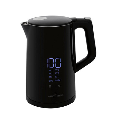 Wasserkocher PC-WKS 1243, schwarz, 2200 Watt, 1,7 Liter