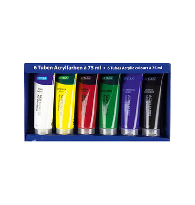 6 STYLEX TOPPOINT Acrylfarben farbsortiert