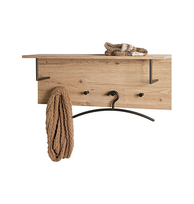HAKU Möbel Wandgarderobe 37447 eiche Holz 4 Haken 80,0 x 30,0 cm
