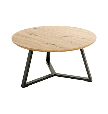 Couchtisch, 72cm (H), 80x80cm (BxT), rund, eiche / schwarz