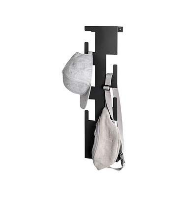 HAKU Möbel Wandgarderobe 47506 schwarz Metall 6 Haken 15,0 x 60,0 cm