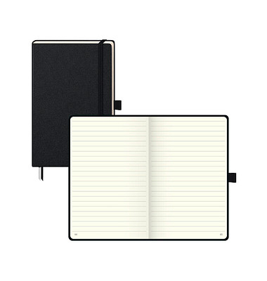 BRUNNEN Notizbuch KOMPAGNON ca. DIN A5 liniert, schwarz Hardcover 192, davon 16 zum Heraustrennen Seiten