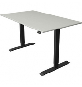 Sitz-Steh-Schreibtisch Move 1, elektrisch höhenverstellbar, 74-123cm (H), 140x80cm (BxT), rechteckig, lichtgrau / anthrazit