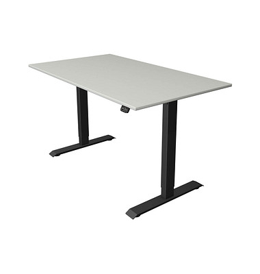 Sitz-Steh-Schreibtisch Move 1, elektrisch höhenverstellbar, 74-123cm (H), 140x80cm (BxT), rechteckig, lichtgrau / anthrazit