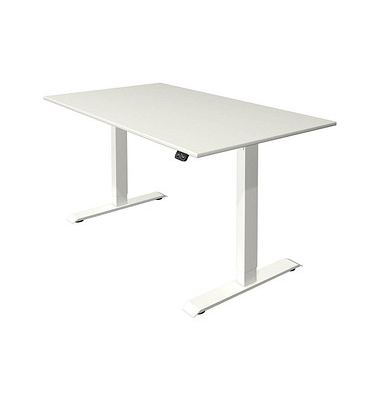 Sitz-Steh-Schreibtisch Move 1, elektrisch höhenverstellbar, 74-123cm (H), 140x80cm (BxT), rechteckig, weiß / weiß