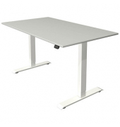 Sitz-Steh-Schreibtisch Move 1, elektrisch höhenverstellbar, 74-123cm (H), 140x80cm (BxT), rechteckig, lichtgrau / weiß