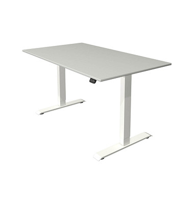 Sitz-Steh-Schreibtisch Move 1, elektrisch höhenverstellbar, 74-123cm (H), 140x80cm (BxT), rechteckig, lichtgrau / weiß