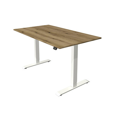 Sitz-Steh-Schreibtisch Move 1, elektrisch höhenverstellbar, 74-123cm (H), 140x80cm (BxT), rechteckig, eiche / weiß