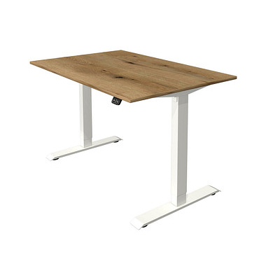 Sitz-Steh-Schreibtisch Move 1, elektrisch höhenverstellbar, 74-123cm (H), 120x80cm (BxT), rechteckig, eiche / weiß