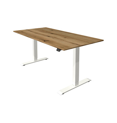 Sitz-Steh-Schreibtisch Move 1, elektrisch höhenverstellbar, 74-123cm (H), 160x80cm (BxT), rechteckig, eiche / weiß