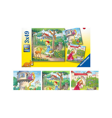 Ravensburger Rapunzel, Rotkäppchen & der Froschkönig Puzzle 3x 49 Teile