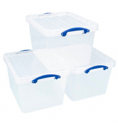 Aufbewahrungsbox 40CCB-PK3, 40 Liter mit Deckel, für A4, außen 500x395x315mm, recycelbares Polypropylen transparent