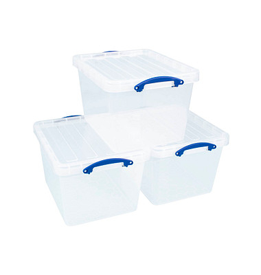 Aufbewahrungsbox 40CCB-PK3, 40 Liter mit Deckel, für A4, außen 500x395x315mm, recycelbares Polypropylen transparent