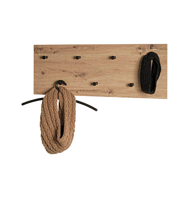 HAKU Möbel Wandgarderobe 37442 eiche Holz 7 Haken 80,0 x 30,0 cm