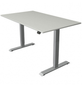 Sitz-Steh-Schreibtisch Move 1, elektrisch höhenverstellbar, 74-123cm (H), 140x80cm (BxT), rechteckig, lichtgrau / silber