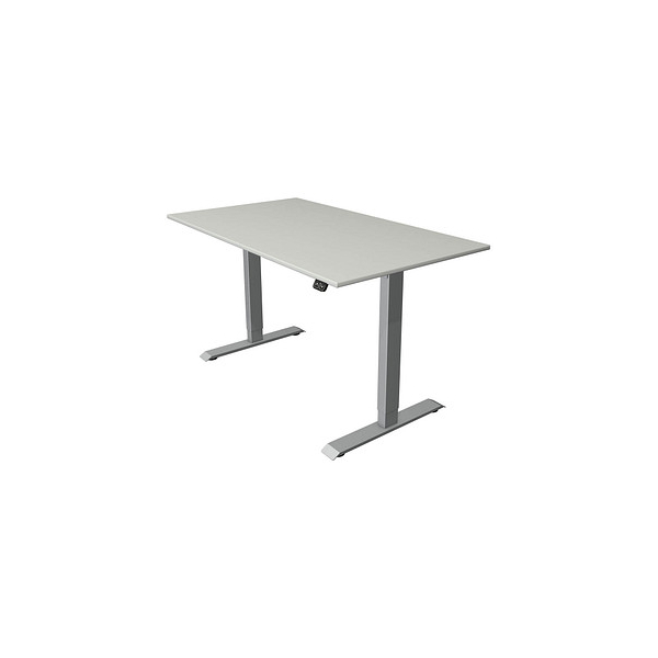 4044917444645 - Move 1 Elektrisch Höhenverstellbar Sitz-Stehschreibtisch Rechteckig Hellgrau T-Fuß 1400 (B) x 800 (T) x 1230 (H) mm Melamin Stahl