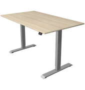 Sitz-Steh-Schreibtisch Move 1, elektrisch höhenverstellbar, 74-123cm (H), 140x80cm (BxT), rechteckig, ahorn / silber