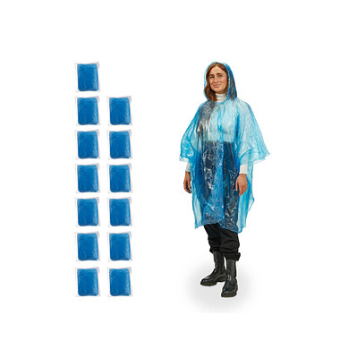 relaxdays unisex Einweg-Regenponcho blau Einheitsgröße