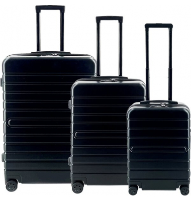 Reise Trolley Koffer, 3er-Set, schwarz 3 Größen (LMS), Leichtlaufrollen
