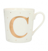 DEPESCHE Kaffeetassen Buchstabe C weißgold 0,3 l