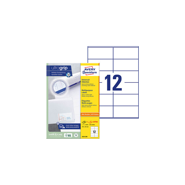 4004182249581 - 3424-200 Universal-Etiketten 105 x 48 mm Papier Weiß 2640 St Permanent haftend Farblaserdrucker Laserdrucker Farbkopierer Kopierer