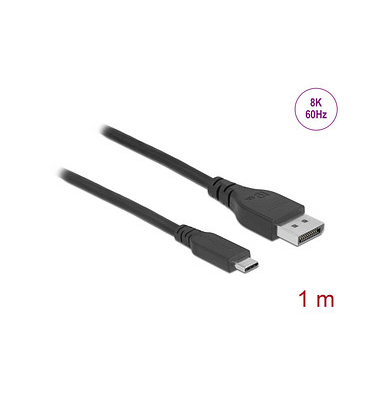 DeLOCK USB CDisplayPort 1.4 Kabel 8 K 60 Hz 1 m schwarz