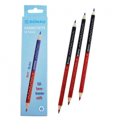 Farbstifte-Set DUO Slim 3811102-04, rot/blau, sechskant, Packung