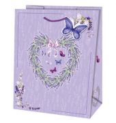 Geschenktasche 22325 TL Lavendelherz, allgemein, Kordelband mit Geschenkanhänger, Lavendelherz, 267mm x 330mm