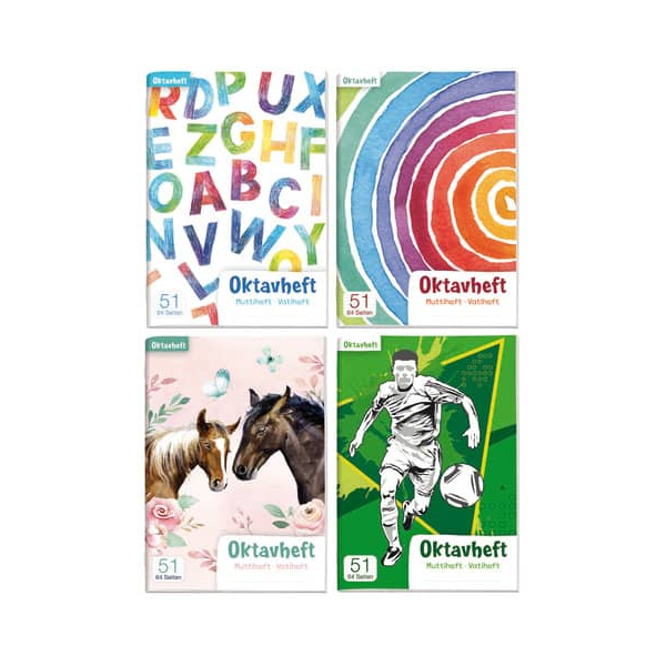 12 Stück Häfft Oktavheft 5947-1 / liniert / keine, A6, 80g, bunt, 32 Blatt / 64 Seiten 9783866797178 Häfft