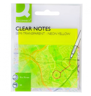 Haftnotizen KF10369, 76x76mm, transparent/gelb, quadratisch
