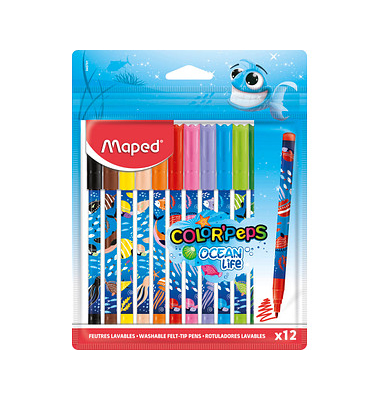 12 maped Ocean Life Filzstifte farbsortiert 12 maped Ocean Life Filzstifte farbsortiert