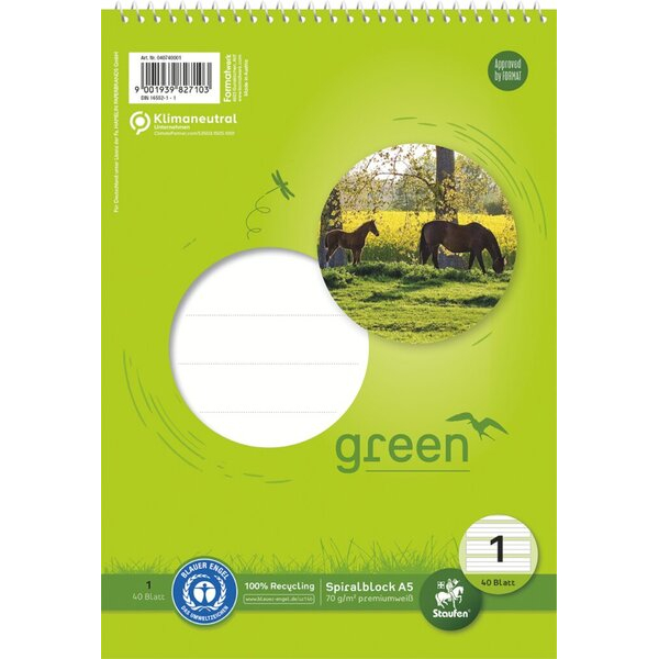 2 Stück Staufen Schulblock 040740001 Green, Lineatur 1 / Schreiblern-Lineatur, A5, 70g, 40 Blatt 9001939827103 Staufen