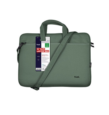 Trust Laptoptasche Bologna Slim Kunstfaser grün 24450 bis 40,6 cm (16 Zoll)