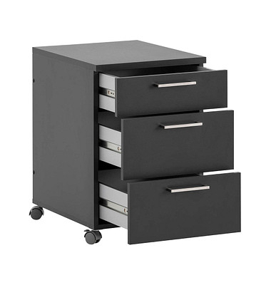 MÖBELPARTNER Rollcontainer anthrazit 3 Auszüge 41,0 x 49,6 x 60,0 cm