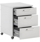 MÖBELPARTNER Rollcontainer lichtgrau 3 Auszüge 41,0 x 49,6 x 60,0 cm