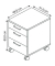 MÖBELPARTNER Rollcontainer lichtgrau 3 Auszüge 41,0 x 49,6 x 60,0 cm