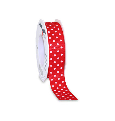 Geschenkband NEW LIFE DOTS 8572520-609, weiße Punkte, 25mm x 20m, rot Geschenkband NEW LIFE DOTS 8572520-609, weiße Punkte, 25mm x 20m, rot