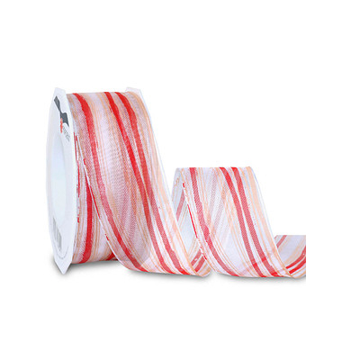 Geschenkband BORNEO ORGANZA 4174020-609, Streifen, 40mm x 20m, rot